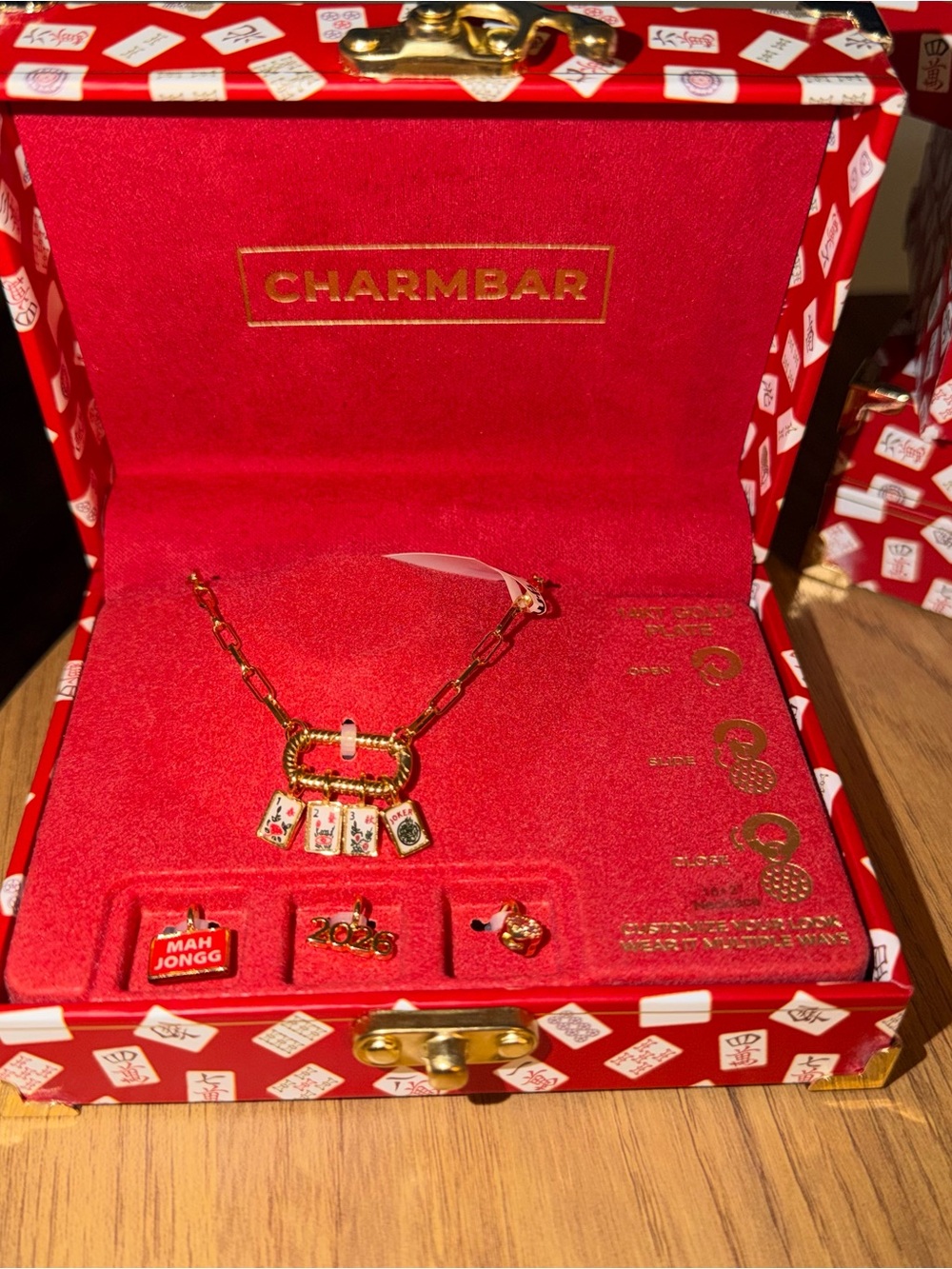 CHARMBAR Mahjong Tiles Charm Necklace 14k Gold Plated